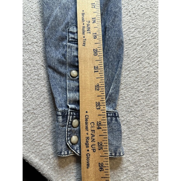 21 Men Shirt Mens XL Blue Fitted Western Denim Long Sleeve Pearl Snap Casual - Picture 13 of 14